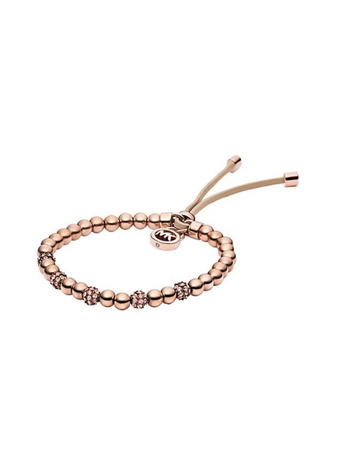 michael kors rose gold tone beaded stretch bracelet|michael kors rose gold wallet.